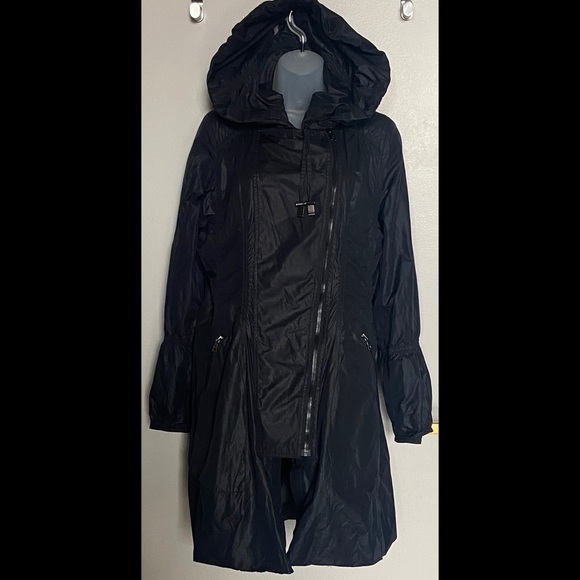 Creenstone black hooded raincoat size S fitted zipper closure adjustable 36 EU - Picture 4 of 7